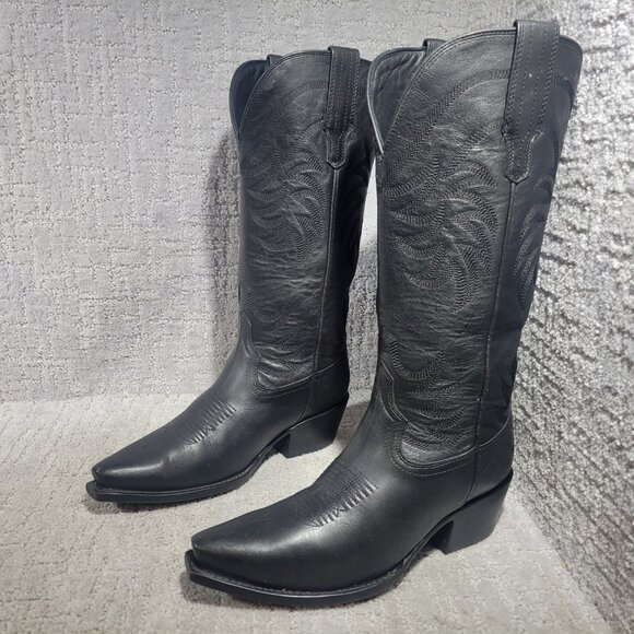 Tecovas The Annie Women's Size US 7.5 Midnight Cowhide Leather Cowgirl 14" Boots - Picture 5 of 11